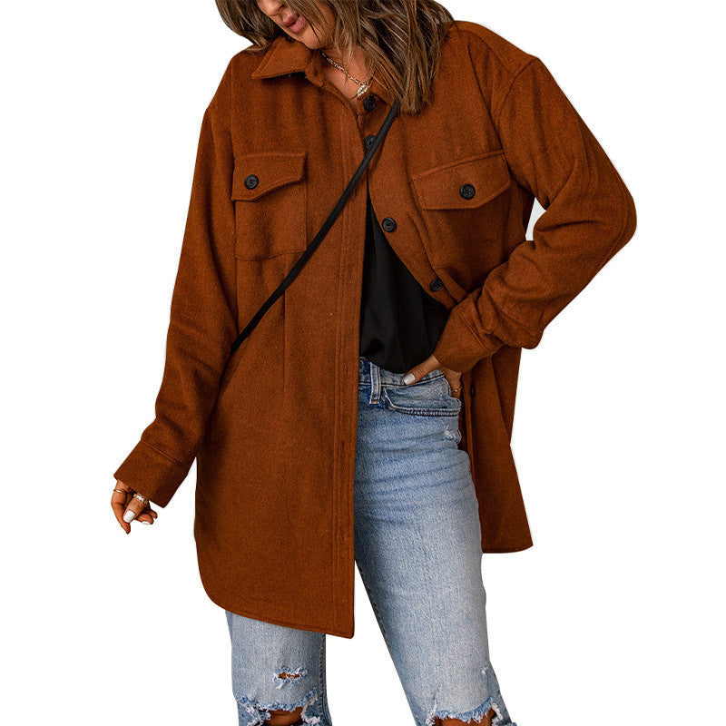 Fashion Casual Woolen Coat Women - KuzuSHOP