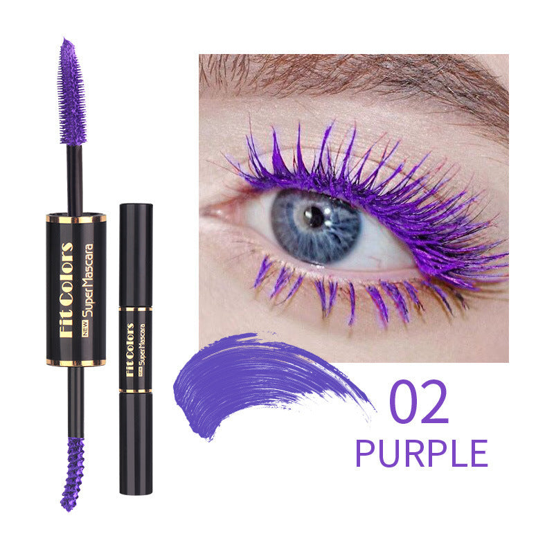 Double-headed Color Mascara Thick Curl More Than Waterproof Not Smudge White Eyebrow Dyeing - KuzuSHOP