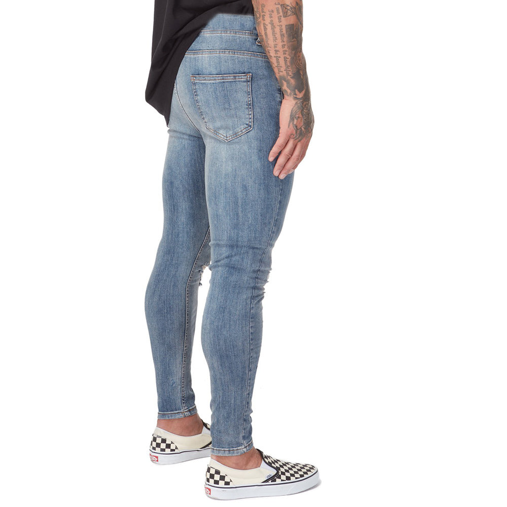 Skinny Stretch Men Washed Ripped Biker Jeans - KuzuSHOP
