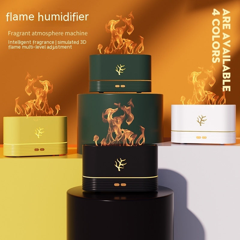 Flame Humidifier USB Smart Timing LED Electric Aroma Diffuser Simulation Fire Night Lamp Home Decor - KuzuSHOP