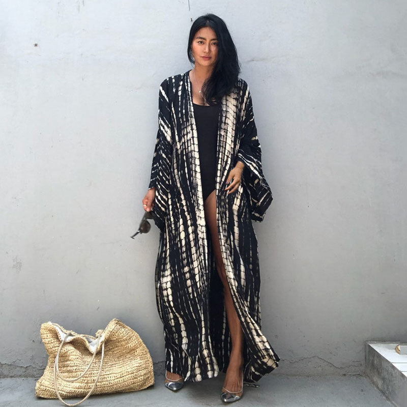 Printed Sexy Loose Sun Protection Bikini Blouse - KuzuSHOP