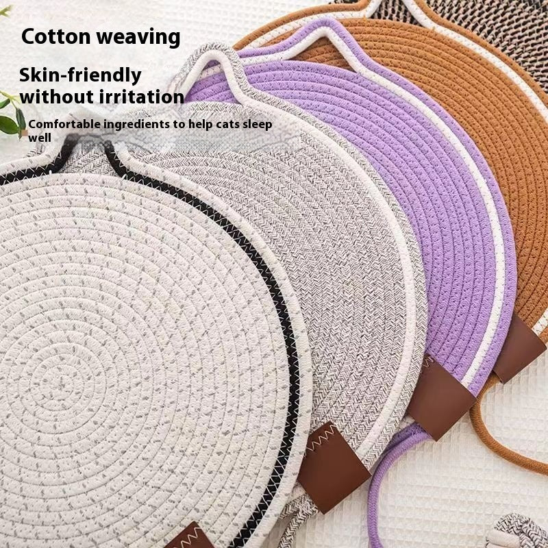 Braided Cotton Rope Cat Claw Mat Self Hi Ball One Piece Sleeping Mat Washable Anti Sticky Scratching Artifact Cat Scratching Mat Pet Products - KuzuSHOP