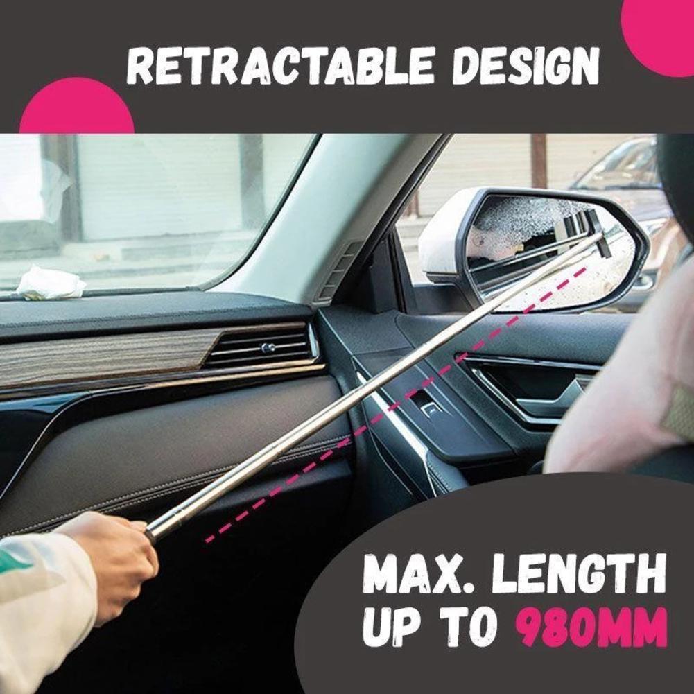 Car Rearview Mirror Wiper Retractable Portable Rainy Cleaning Supplies Rearview Mirror Water Remover Glass Rain Cleaning Tool - KuzuSHOP