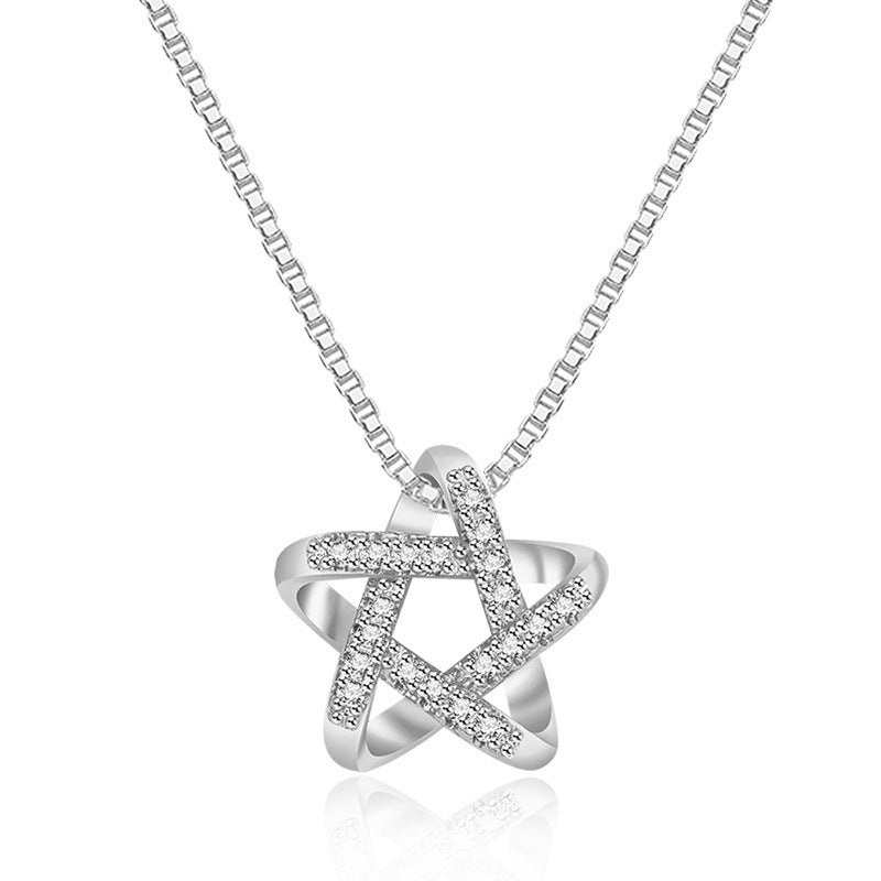 New Hollow Star Necklace With Rhinestones Summer Simple Fashion Pendant Clavicle Chain Women's Jewelry - KuzuSHOP