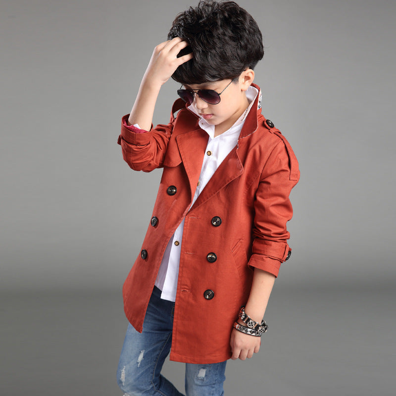 Boys' Mid-length Trend Casual Trench Coat - KuzuSHOP