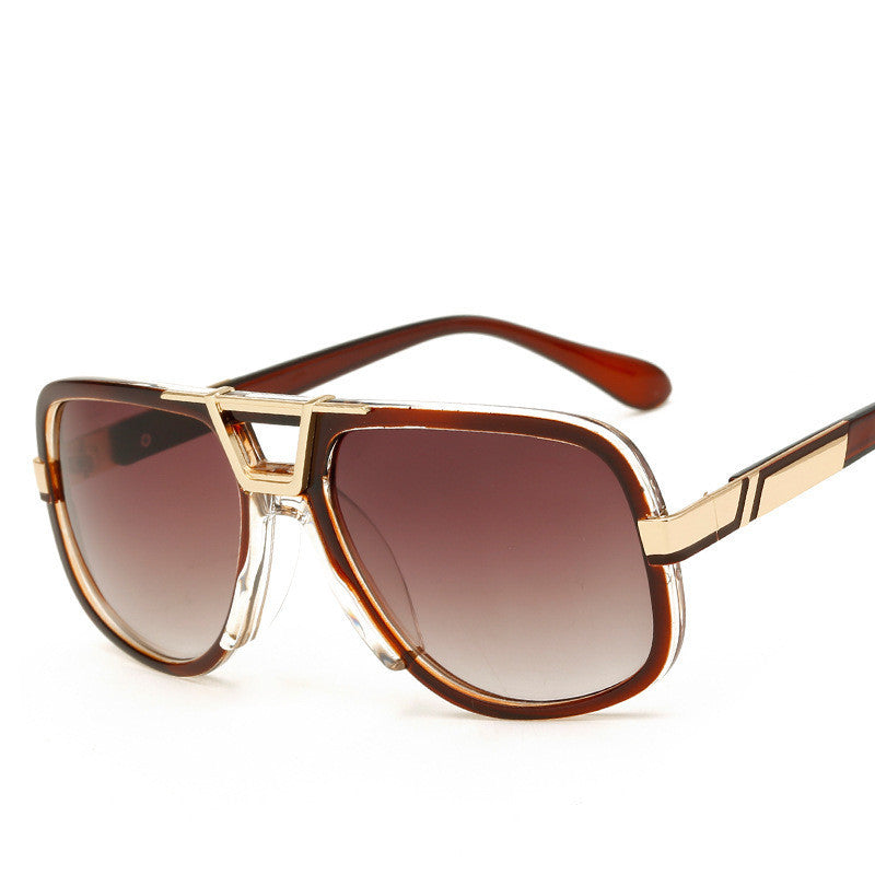 CALIFIT Black Frame Large Sun Glasses For Men Classic Style Pilot Brand Design Sunglasses Men Shades Double Bridge Oculos Male - KuzuSHOP