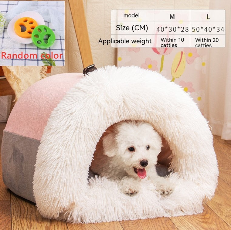 New Splice Portable Pet Nest Portable Autumn And Winter Warm Dog Nest Moisture-proof Long Fur Cat Nest Cross Border Pet Nest - KuzuSHOP