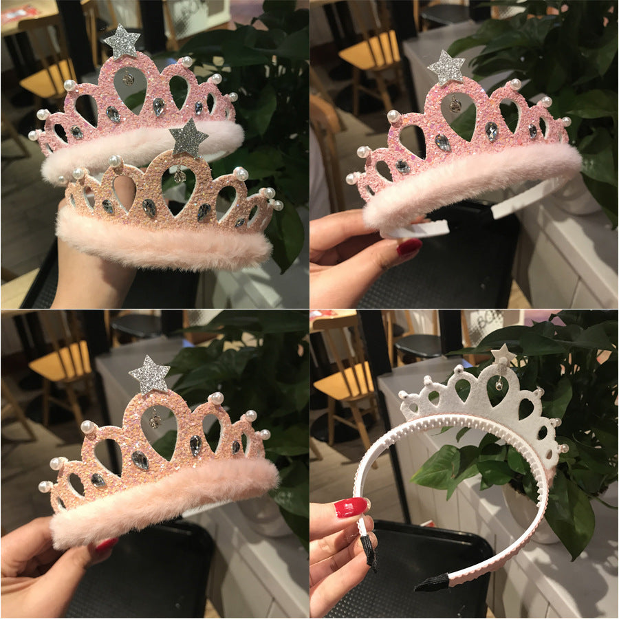 Children's Hair Accessories New Sequined Crystal Crown Girls - KuzuSHOP