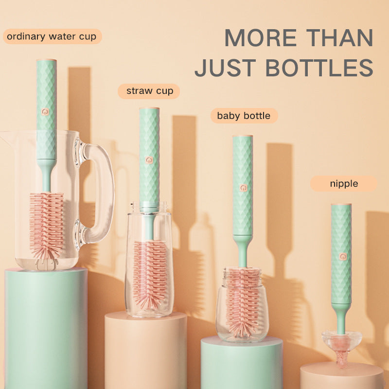 Electric Silicone Bottle Brush 360 Degree Rotating Baby Pacifier Cup Pacifier Cleaning Brush Set With Lithium Battery - KuzuSHOP