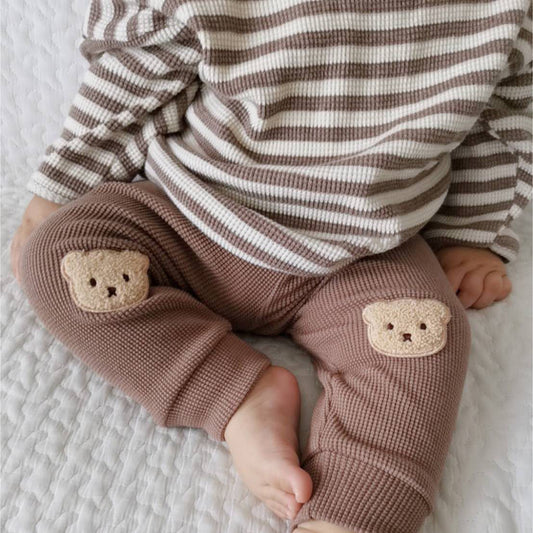 Waffle Bear Pants Baby Trousers Cute Outing Harem Pants - KuzuSHOP