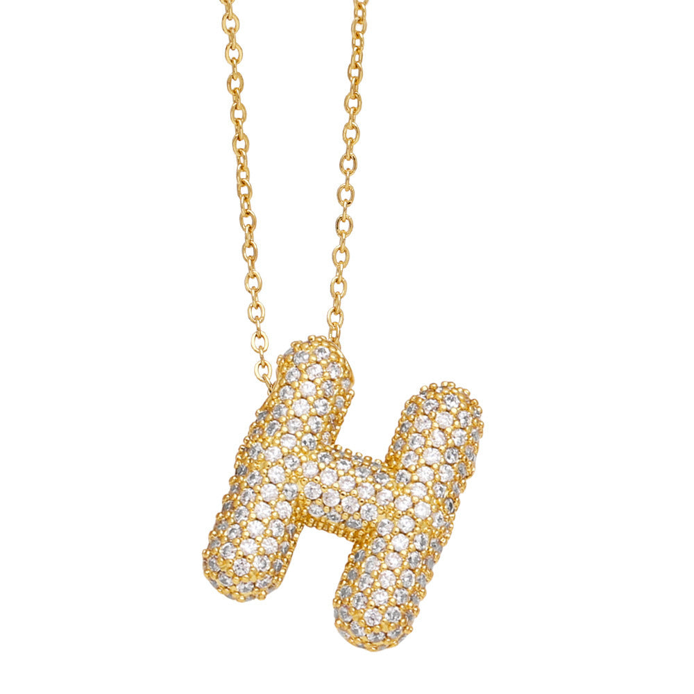 26 English Letter Necklace For Women Inlaid Zircon - KuzuSHOP