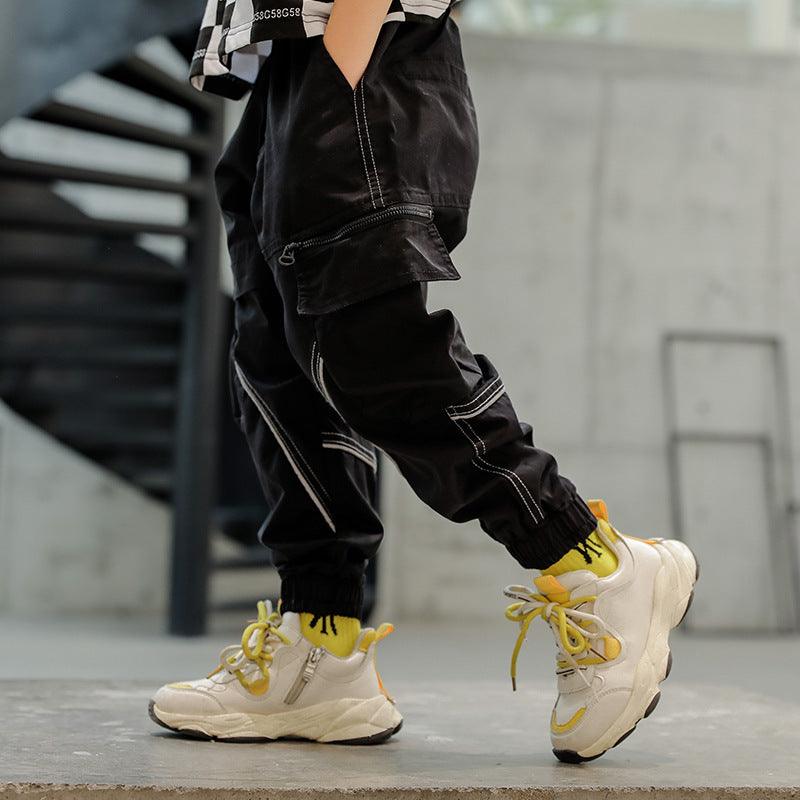 Drawstring Zipper Children's Casual Pants - KuzuSHOP