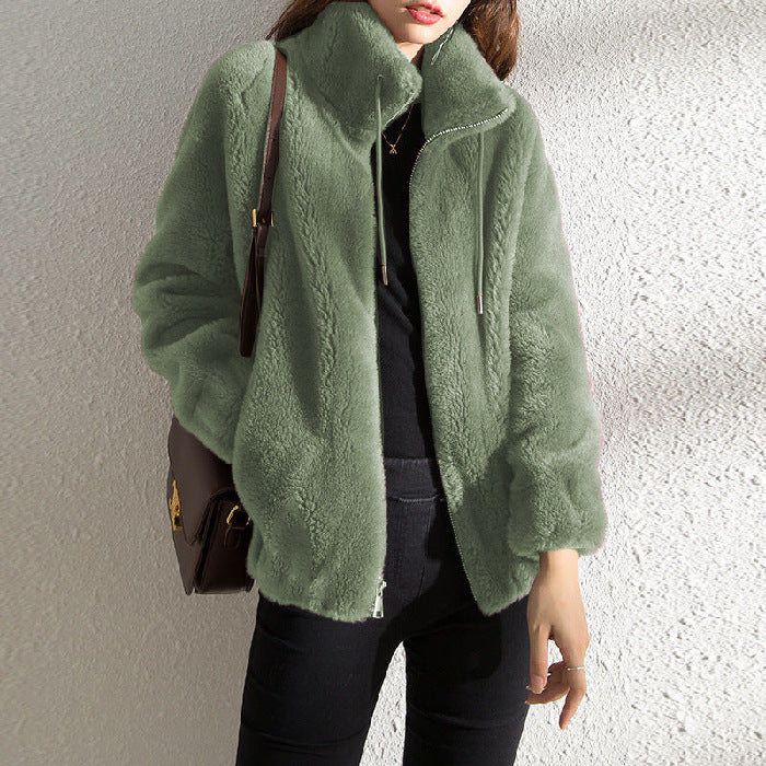 Sweater Elegant Cardigan Zipper Fleece Top - KuzuSHOP