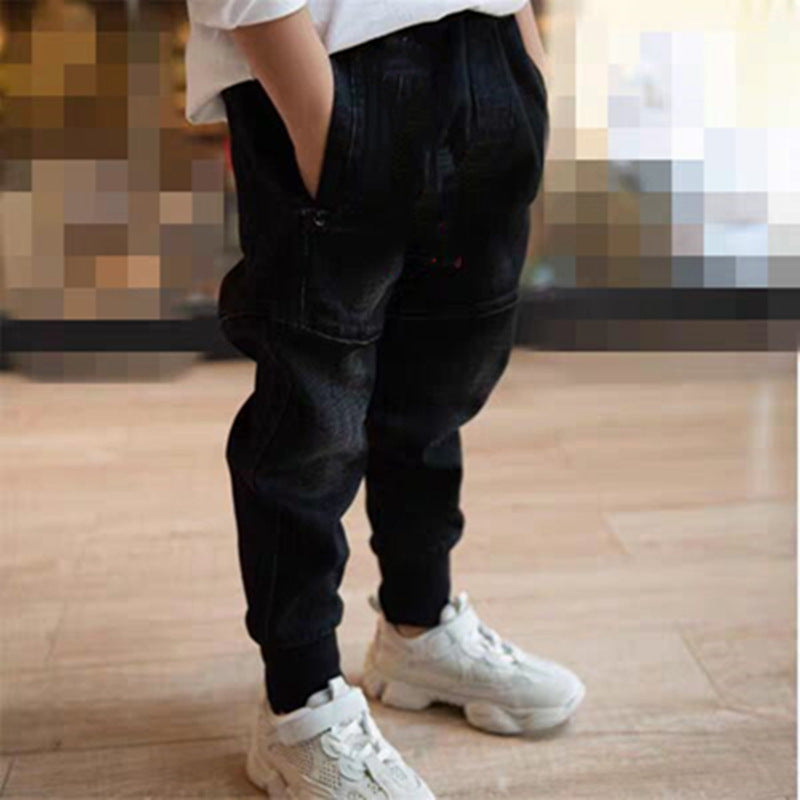 Kids Black Jeans Single Pants Spring And Autumn Boys Pants - KuzuSHOP