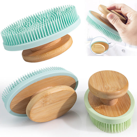 Silicone Bath Brush Massage Bath Soft Hand-held Long Teeth Cleaning - KuzuSHOP