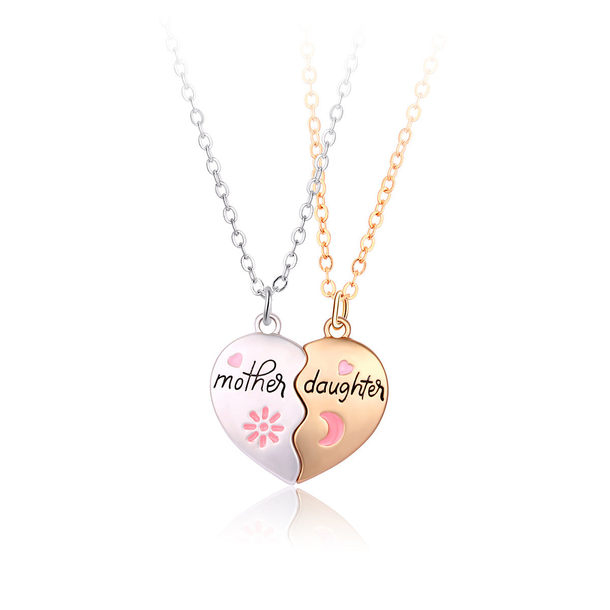 2PCS Set Jewelry Mother Daughter Necklace Matching Heart Magnetic Pendant Fashion Gifts For Mother's Day - KuzuSHOP