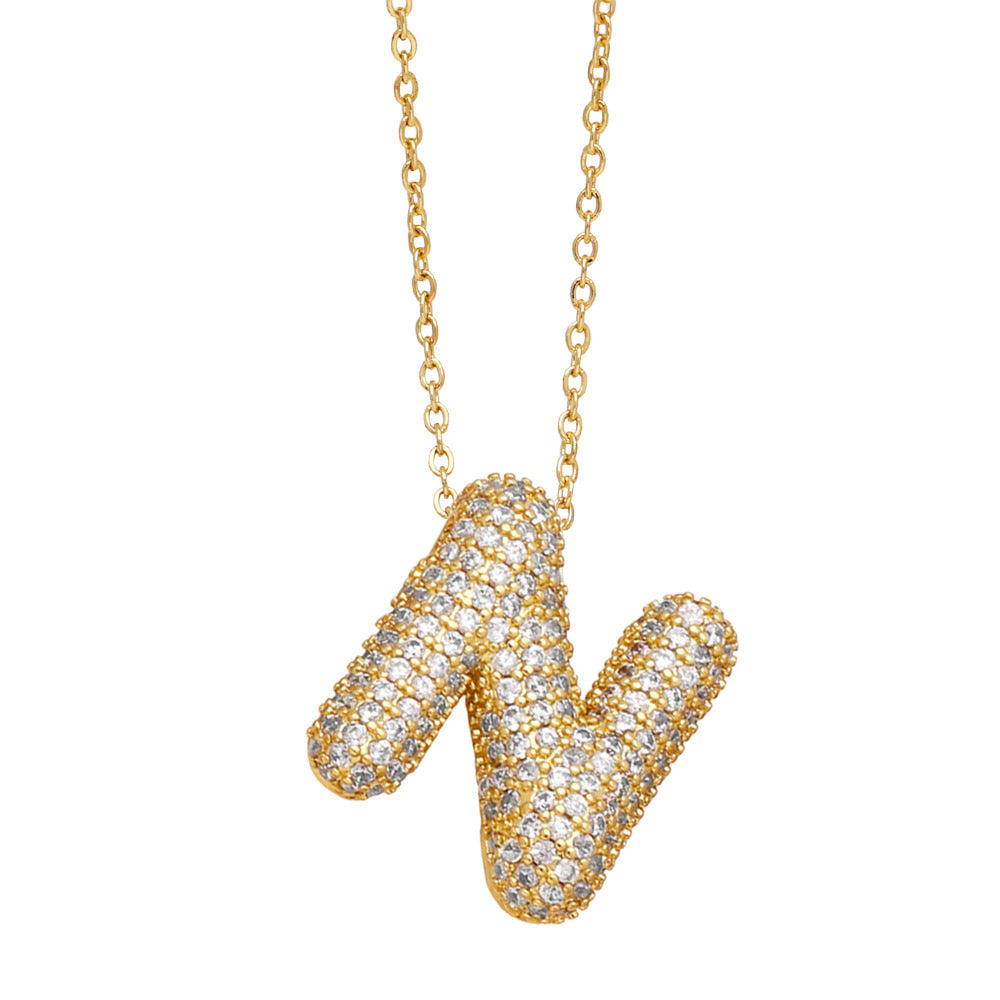 26 English Letter Necklace For Women Inlaid Zircon - KuzuSHOP
