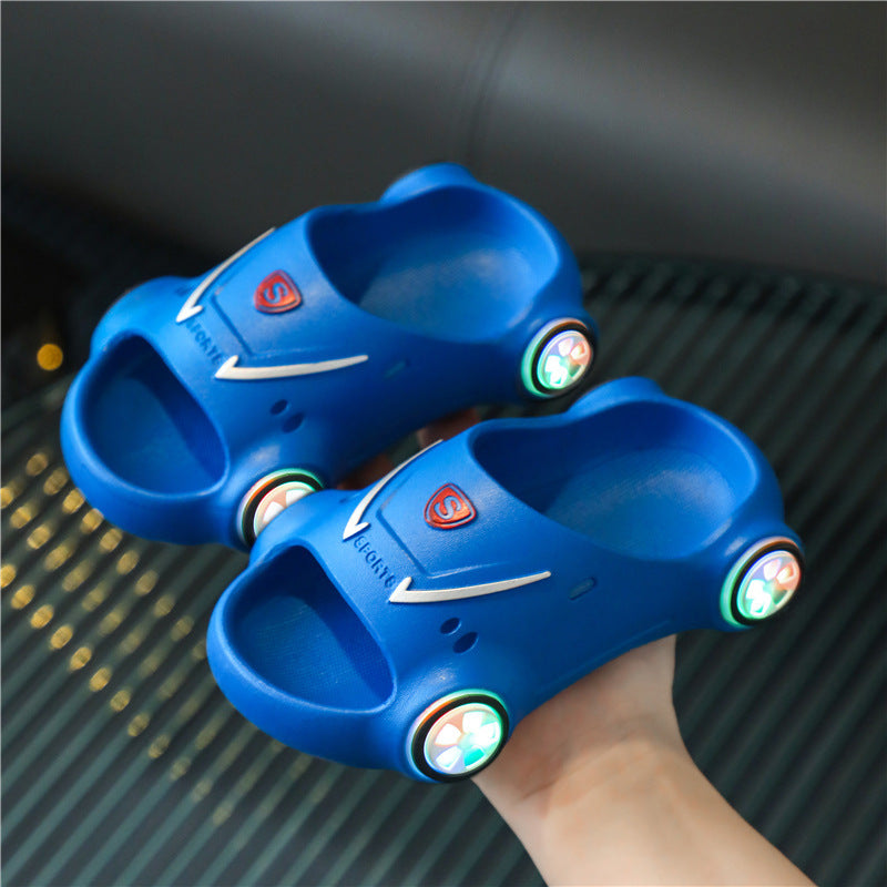 Kids Glowing Slippers Cartoon Car Sandals Children Sandals Anti Slip Boys Girls Luminous Slippers Summer Beach Shoes - KuzuSHOP