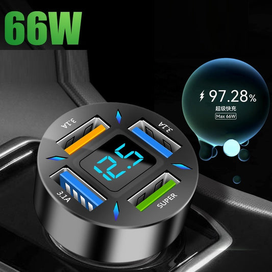 Four-port Car Charger 4USB Car Charger - KuzuSHOP