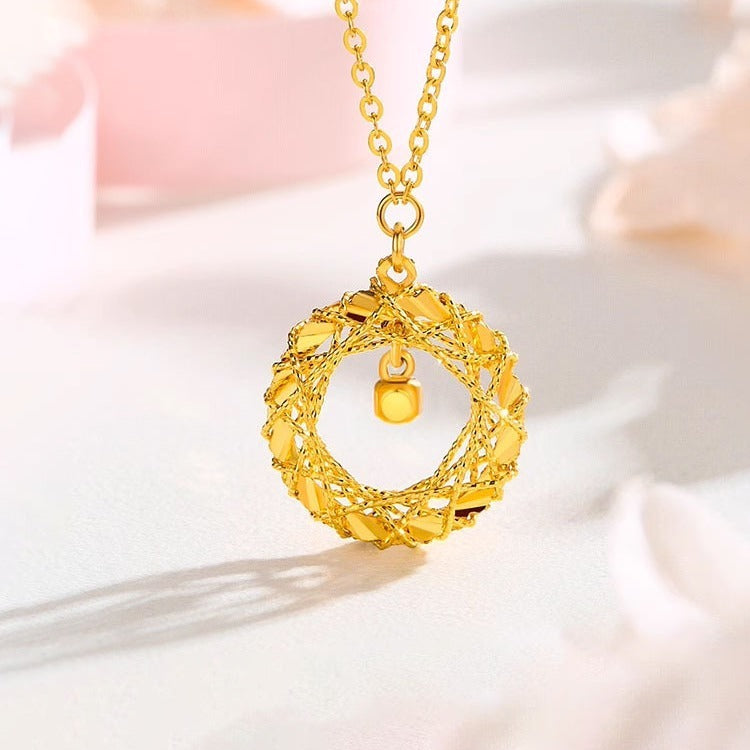 Fashion Gold Circle Net Design Necklace For Women Jewelry - KuzuSHOP