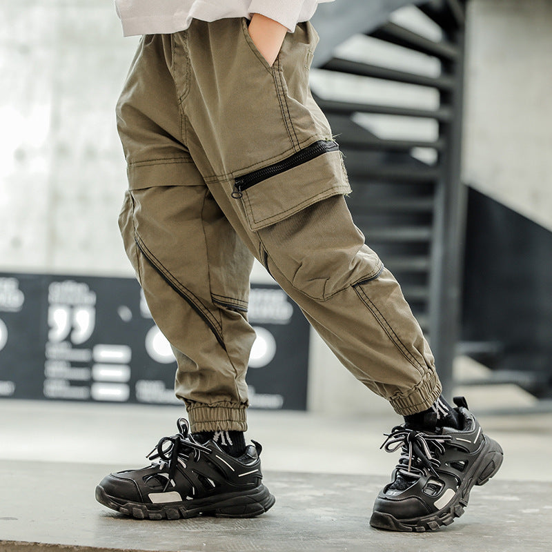 Drawstring Zipper Children's Casual Pants - KuzuSHOP