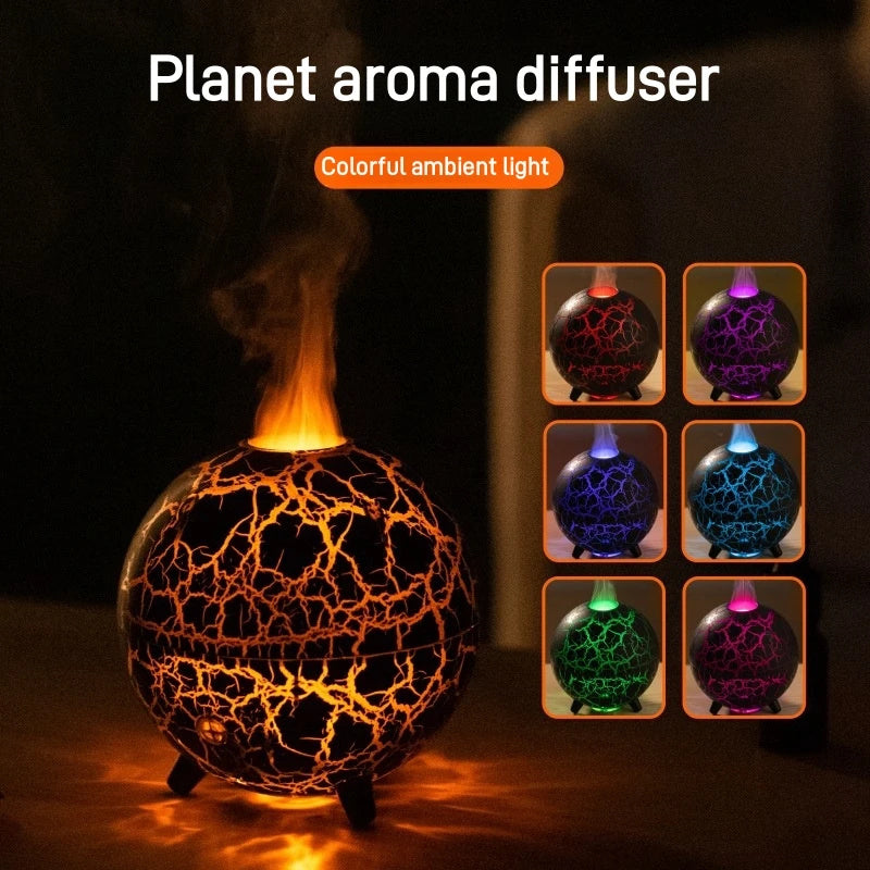 Creative Planet Colorful Atmosphere Lamp USB Humidifier 200ML Water Tank Can Add Essential Oil Household Mini Aroma Diffuser - KuzuSHOP