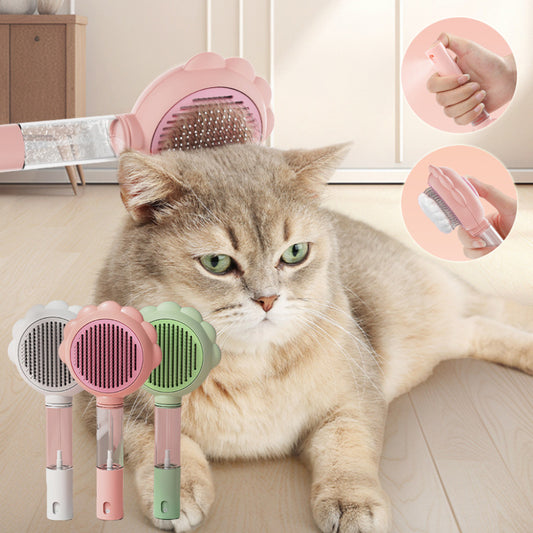 2 In 1 Self Cleaning Dog Brush Comb With Spray Pets Grooming Hair Remover Combs Brush Floating Hair Pet Grooming Brush Pet Products - KuzuSHOP
