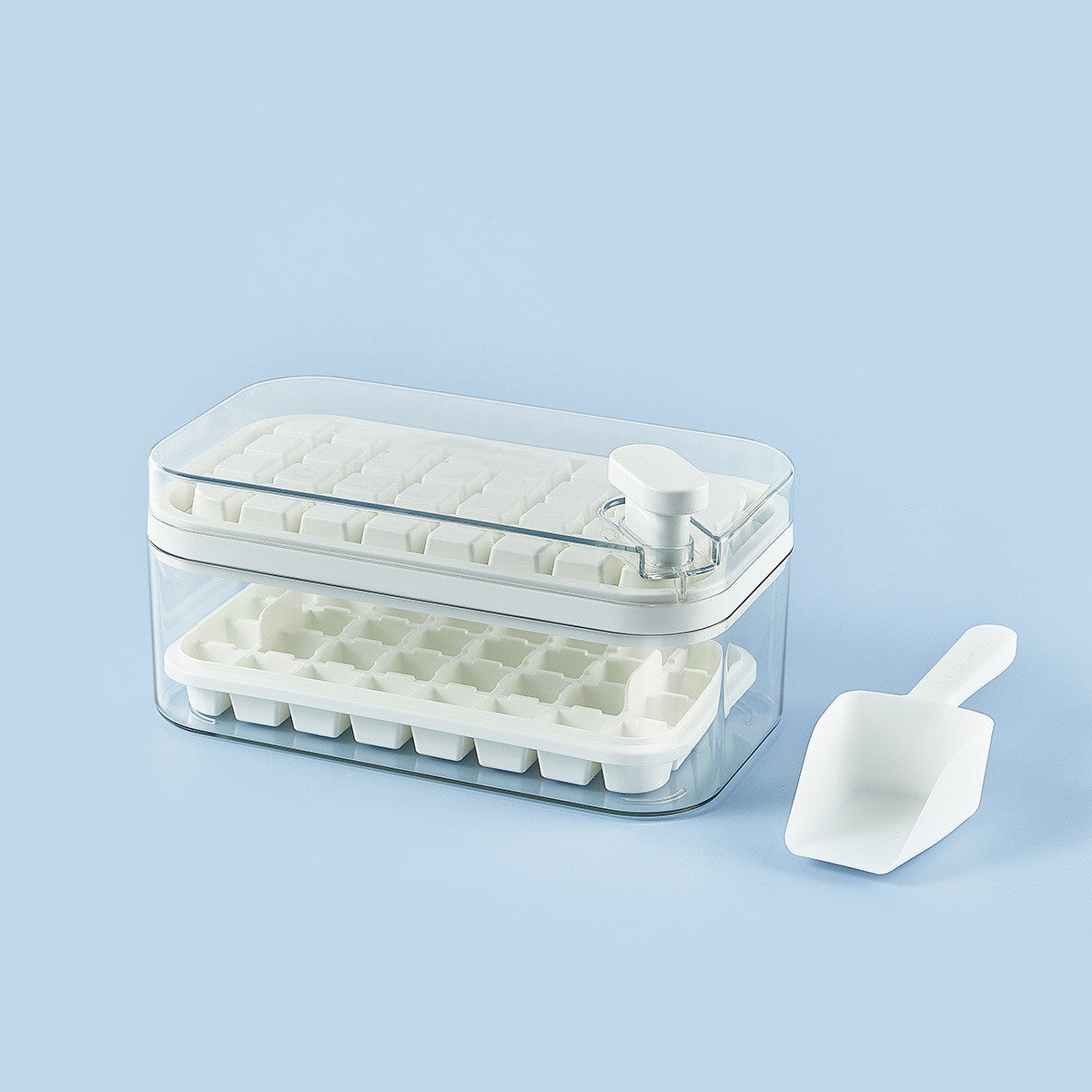 One-button Press Type Ice Mold Box Plastics Ice Cube Maker Ice Tray Mold With Storage Box With Lid Bar Kitchen Accessories - KuzuSHOP