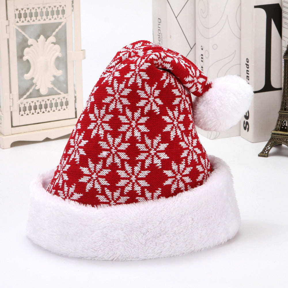Snowflake Deer Knitted Wool Flannel Christmas Hat - KuzuSHOP