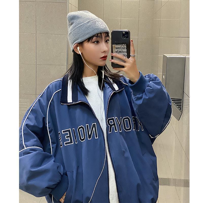 Vintage Mock Neck Loose Baseball Suit Versatile Coat Women - KuzuSHOP