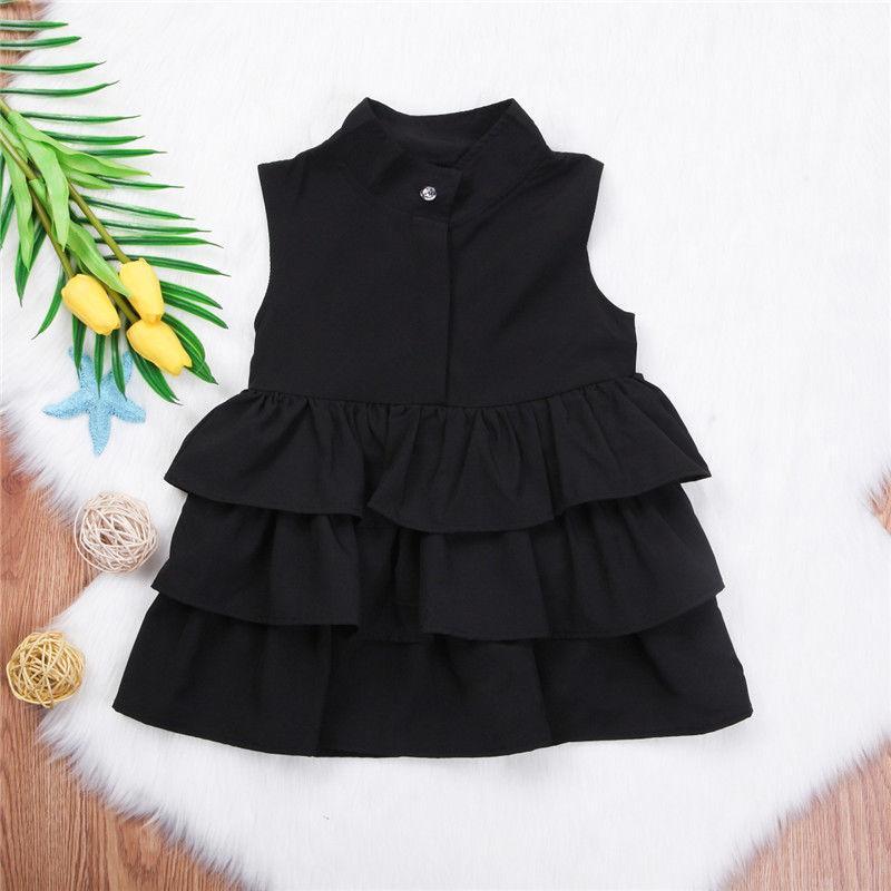 Fashion Simple Solid Color Sleeveless Small And Medium Girl Dress - KuzuSHOP