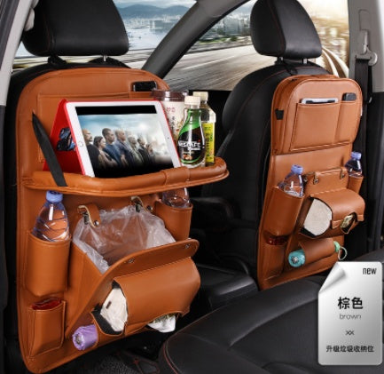 PU Leather Car Storage Bag Multifunction Seat Back Tray Hanging Bag Waterproof Car Organizer Automotive Interior Accessories - KuzuSHOP