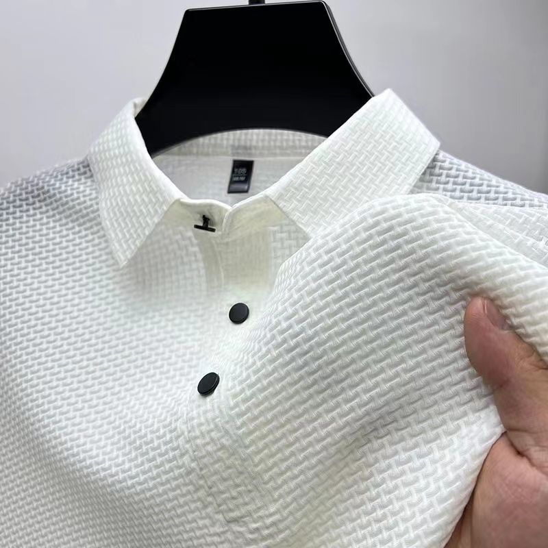 Men's Polo Shirt Mesh Ice Silk Short Sleeve T-shirt - KuzuSHOP