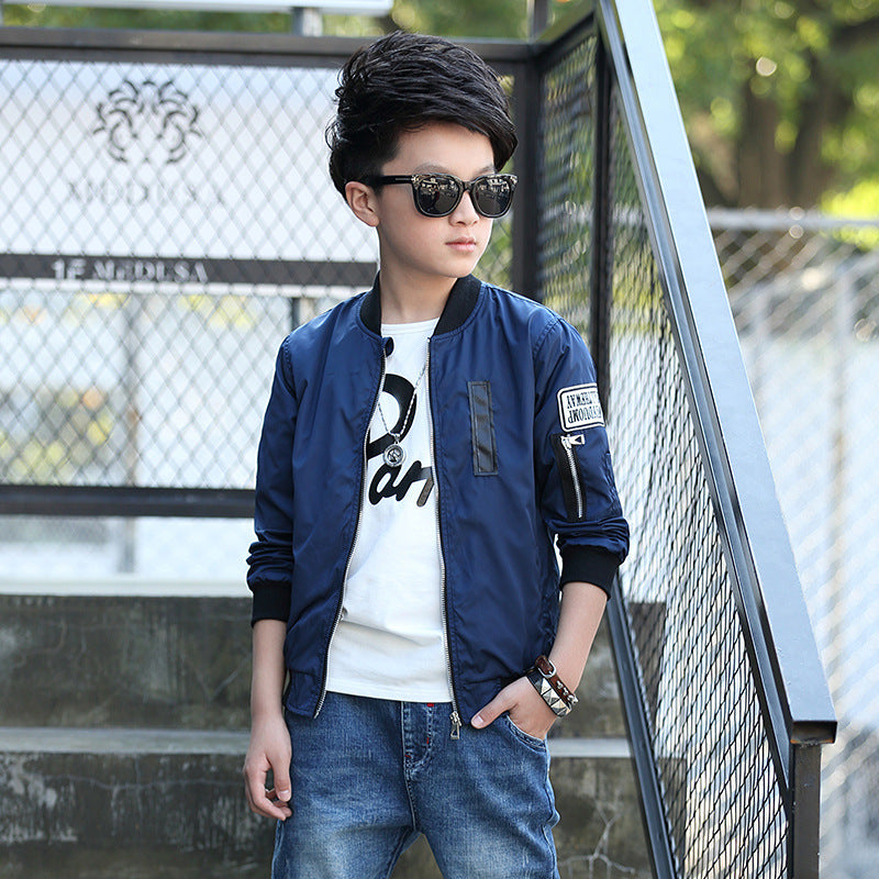 Boy's Autumn Korean Version Medium And Big Children's Short Jacket