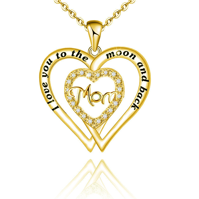 Double Love Necklace MOM Diamond - KuzuSHOP