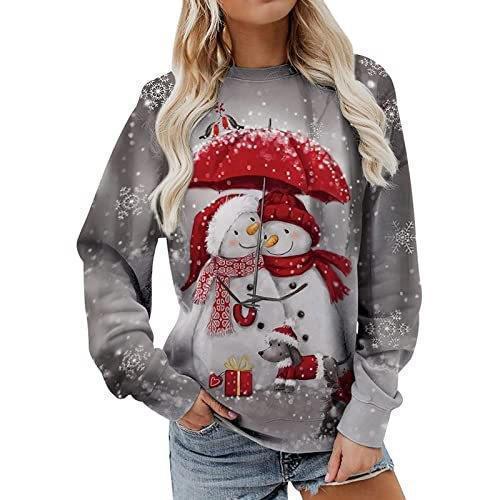 Christmas Printed Long Sleeve T-shirt Top - KuzuSHOP