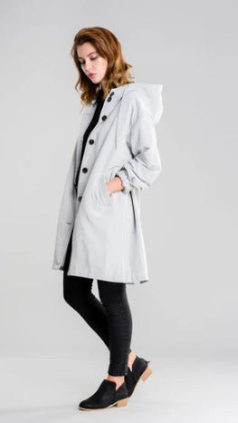 Plus Size Trench Coat Mid-length Loose Long Sleeve Jacket - KuzuSHOP