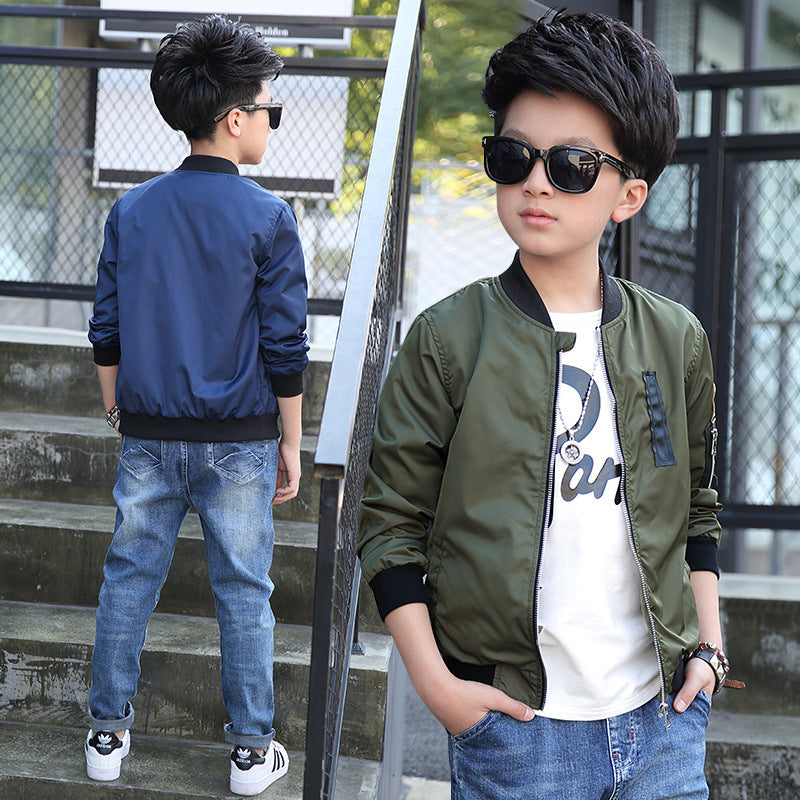 Boy's Autumn Korean Version Medium And Big Children's Short Jacket