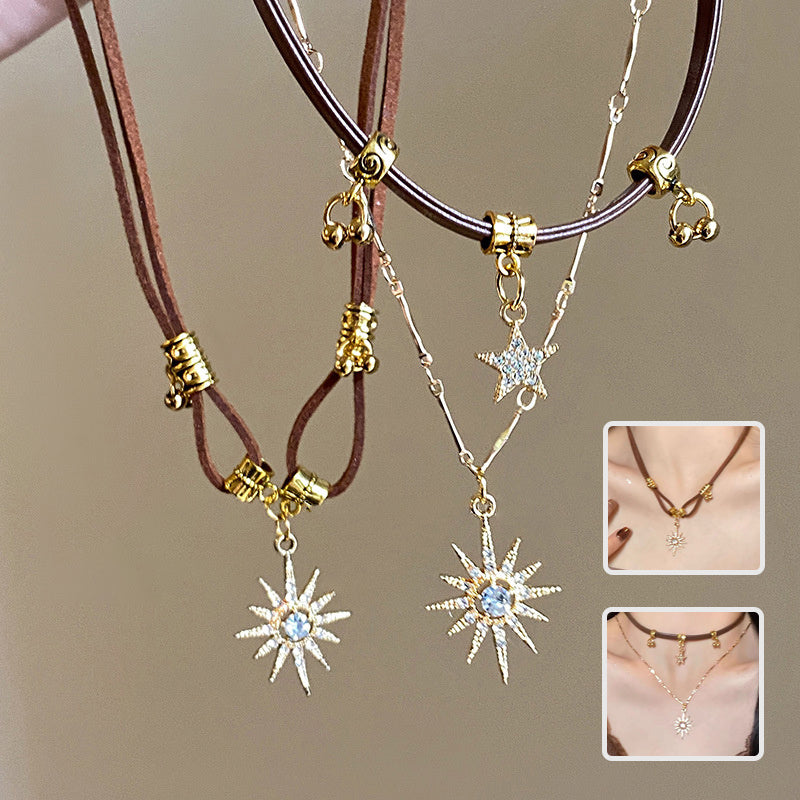 Vintage Sunflower Stars Necklace Women's Personalized Pendant Necklace Fashion Jewelry - KuzuSHOP