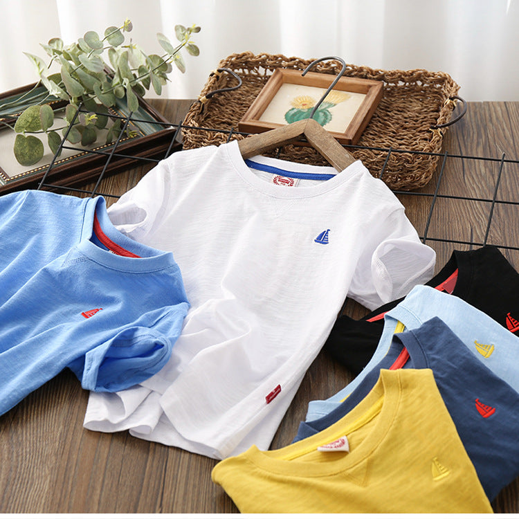 Fashion Simple Boy Half Sleeve Thin T-shirt - KuzuSHOP