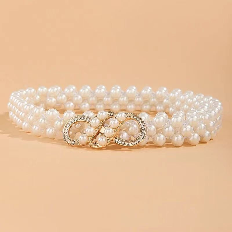 Fashion Jewelry Women's White Pearl Waist Chain Decoration - KuzuSHOP