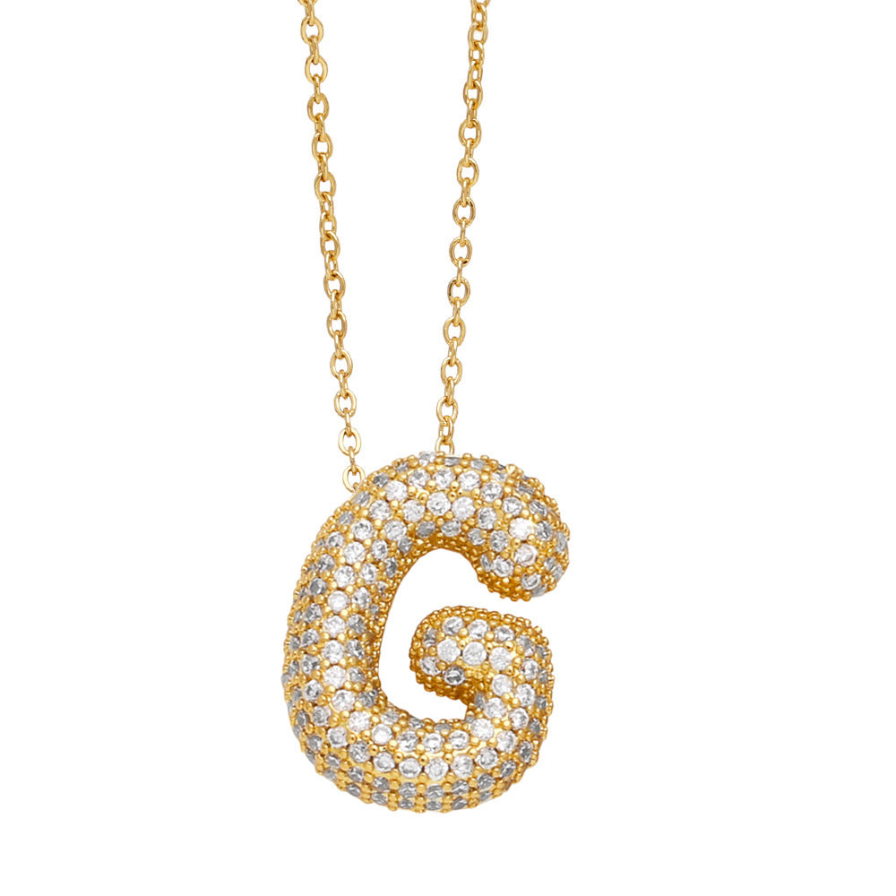 26 English Letter Necklace For Women Inlaid Zircon - KuzuSHOP