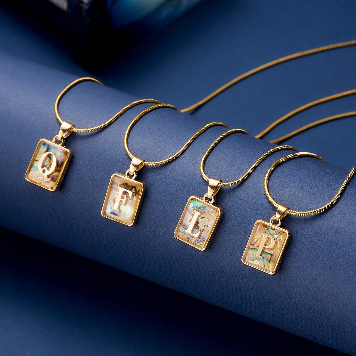 26 Letter Square Necklace Colorful Shell Luminous Pendant Chain Necklace For Women Temperament Ladies Jewelry - KuzuSHOP