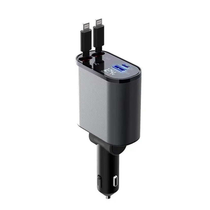 Metal Car Charger 100W Super Fast Charging Car Cigarette Lighter USB And TYPE-C Adapter - KuzuSHOP