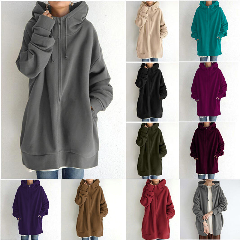Women's Fuzzy Hoodies Long Sport Pullover Hoodie Full-Zip Hoodie Sweatshirt - KuzuSHOP