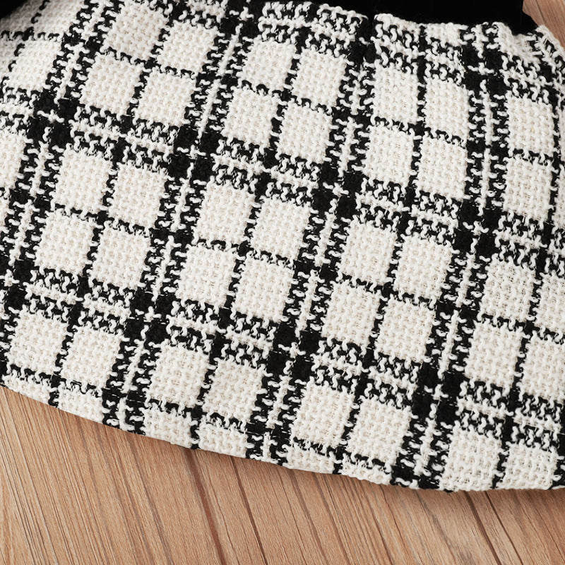 Black Plaid Print Baby Girl Suit Skirt - KuzuSHOP