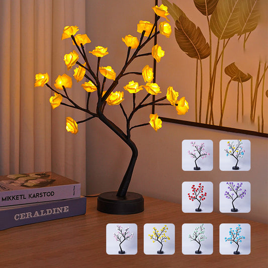 Table Lamp Flower Tree Rose Lamps Fairy Desk Night Lights USB Operated Gifts For Wedding Valentine Christmas Decoration - KuzuSHOP