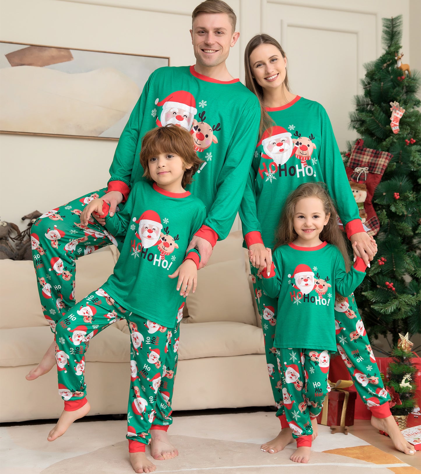 Christmas Pajamas For Family Matching Family Christmas PJs Sets Santa Claus Printed Top Sleepwear - KuzuSHOP