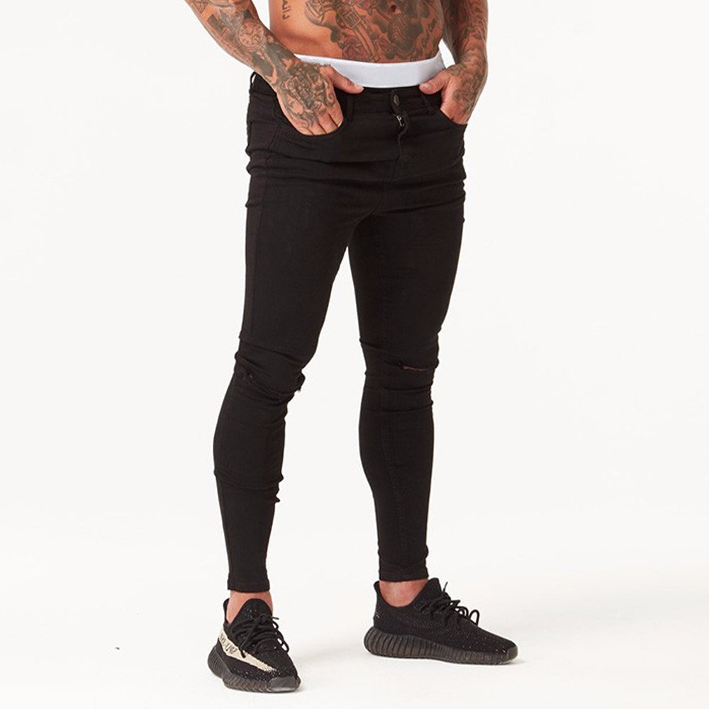 Summer Distressed Hip Hop Style Washed Super Skinny Men Ripped Jeans - KuzuSHOP