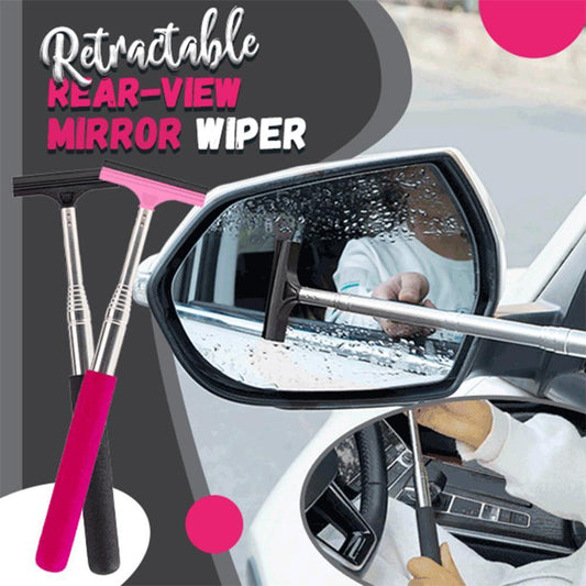 Car Rearview Mirror Wiper Retractable Portable Rainy Cleaning Supplies Rearview Mirror Water Remover Glass Rain Cleaning Tool - KuzuSHOP